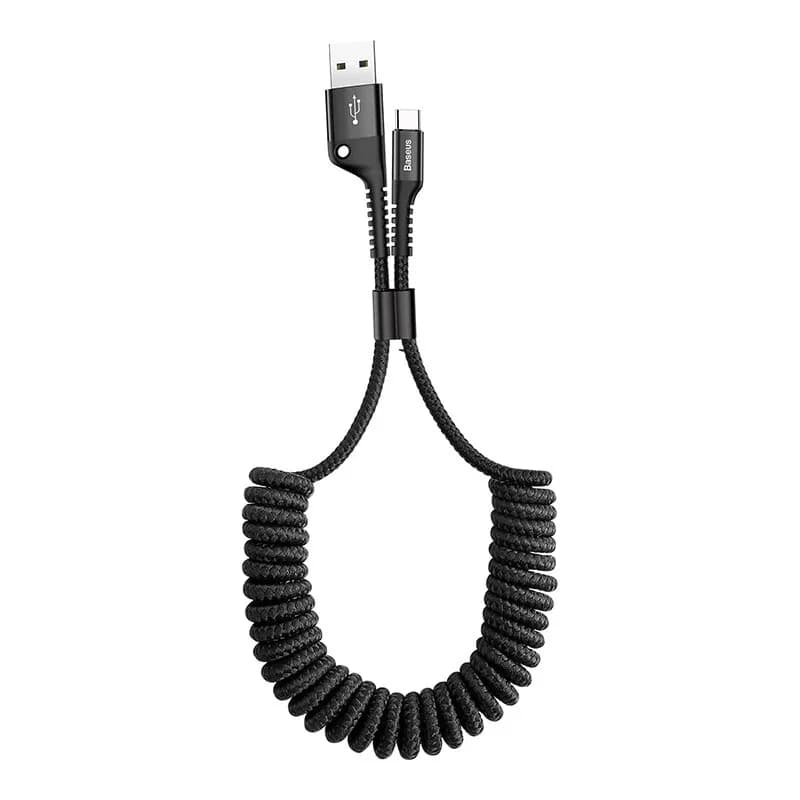 Teleskopowy sprężynowy kabel USB-C do szybkiego ładowania w samochodzie