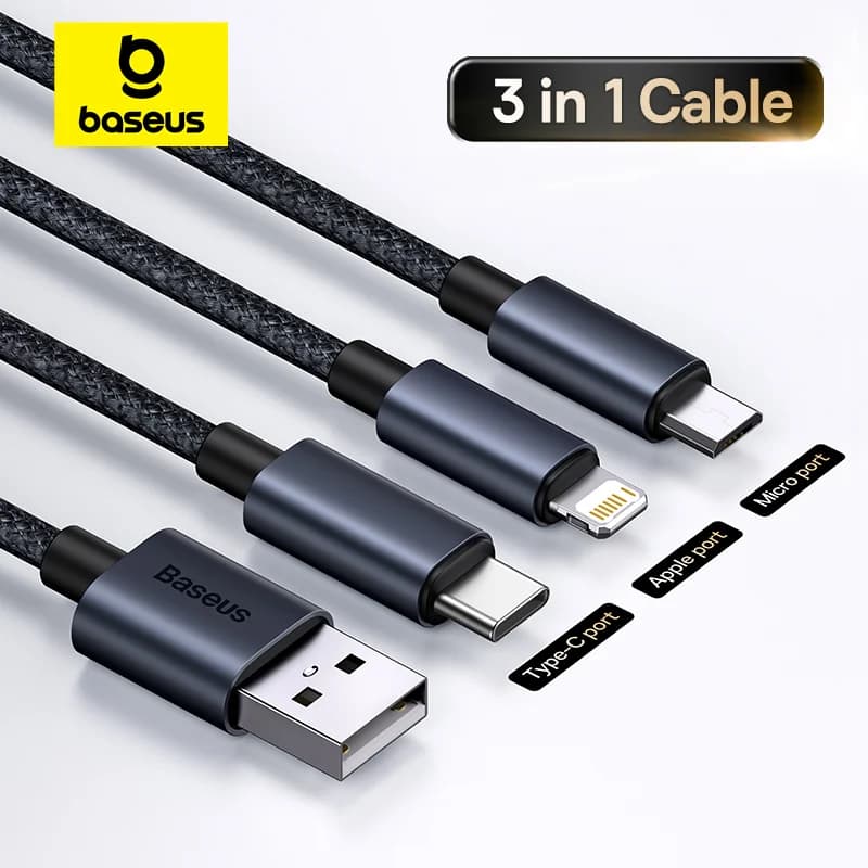 Uniwersalny kabel USB 3w1 z Type-C i Micro USB